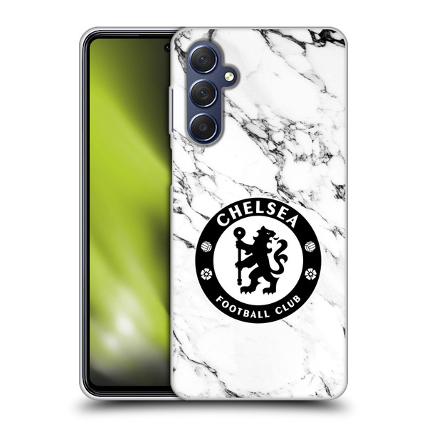 Chelsea Football Club Crest White Marble Soft Gel Case for Samsung Galaxy M54 5G