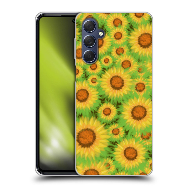 Grace Illustration Lovely Floral Sunflower Soft Gel Case for Samsung Galaxy M54 5G