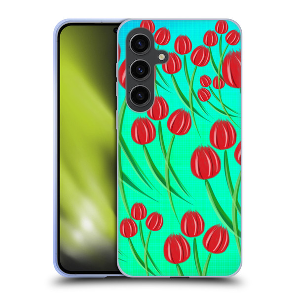 Grace Illustration Lovely Floral Red Tulips Soft Gel Case for Samsung Galaxy S24+ 5G
