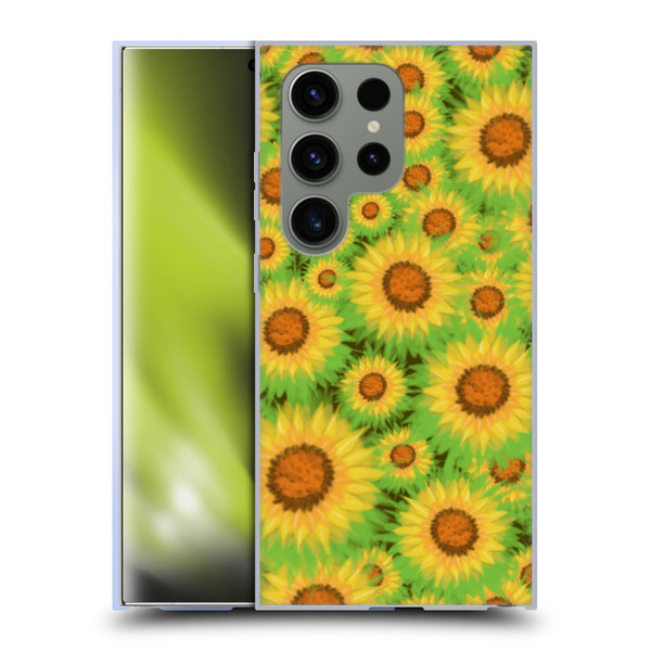 Grace Illustration Lovely Floral Sunflower Soft Gel Case for Samsung Galaxy S24 Ultra 5G