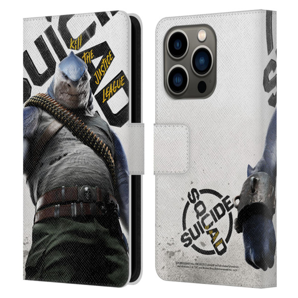Suicide Squad: Kill The Justice League Key Art King Shark Leather Book Wallet Case Cover For Apple iPhone 14 Pro