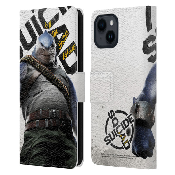 Suicide Squad: Kill The Justice League Key Art King Shark Leather Book Wallet Case Cover For Apple iPhone 15