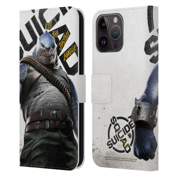 Suicide Squad: Kill The Justice League Key Art King Shark Leather Book Wallet Case Cover For Apple iPhone 15 Pro Max