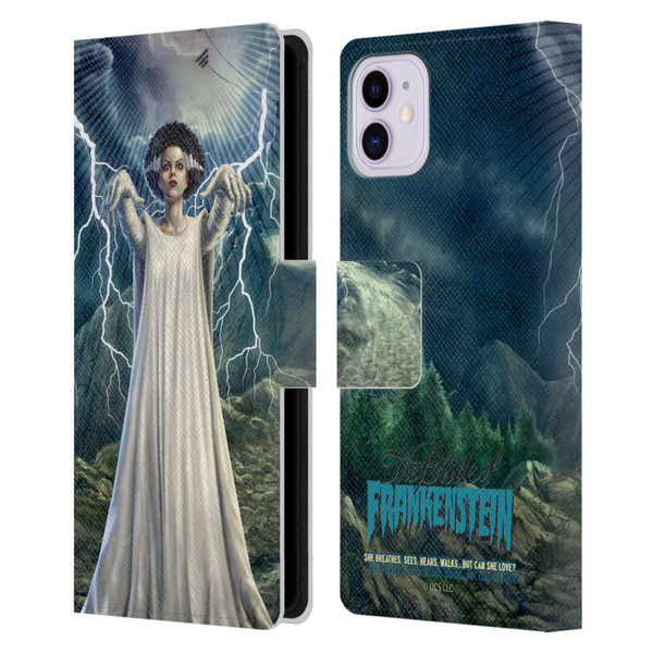 Universal Monsters The Bride Of Frankenstein But Can She Love? Leather Book Wallet Case Cover For Apple iPhone 11