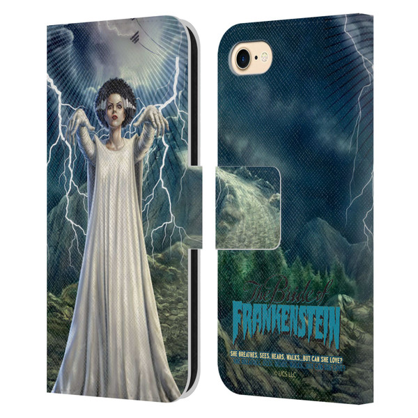 Universal Monsters The Bride Of Frankenstein But Can She Love? Leather Book Wallet Case Cover For Apple iPhone 7 / 8 / SE 2020 & 2022
