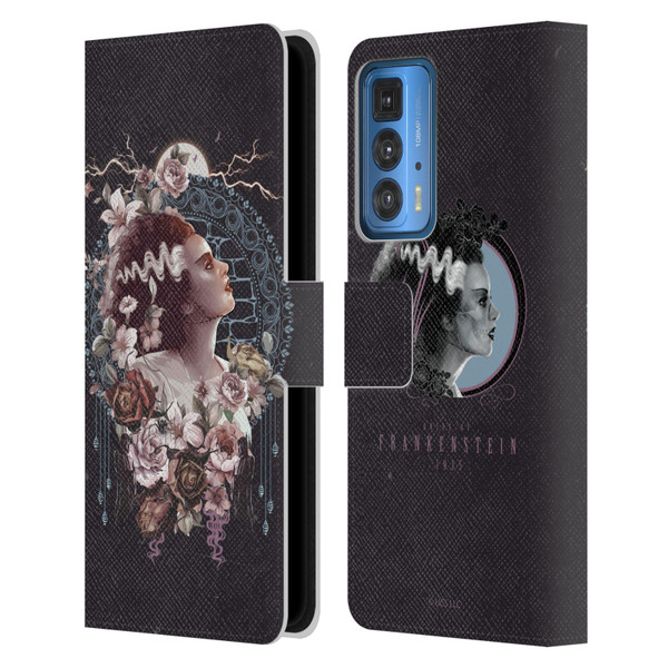 Universal Monsters The Bride Of Frankenstein Portrait Leather Book Wallet Case Cover For Motorola Edge 20 Pro