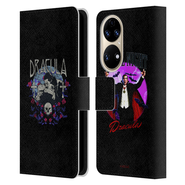 Universal Monsters Dracula Bite Leather Book Wallet Case Cover For Huawei P50