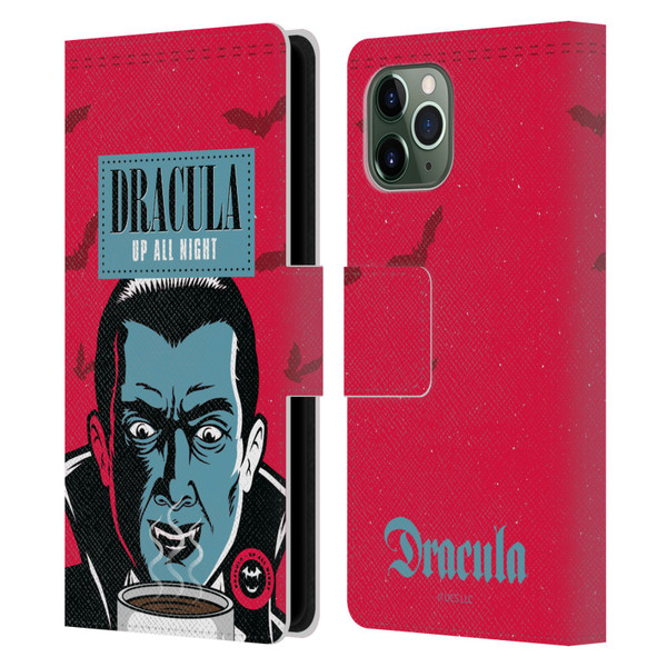 Universal Monsters Dracula Up All Night Leather Book Wallet Case Cover For Apple iPhone 11 Pro