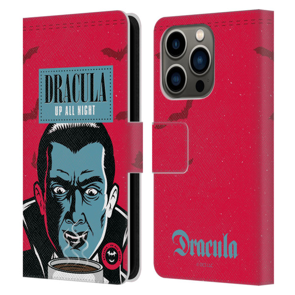 Universal Monsters Dracula Up All Night Leather Book Wallet Case Cover For Apple iPhone 14 Pro