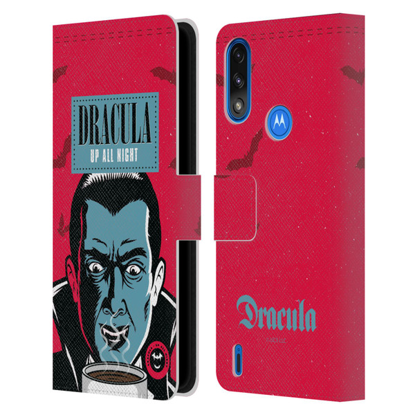 Universal Monsters Dracula Up All Night Leather Book Wallet Case Cover For Motorola Moto E7 Power / Moto E7i Power
