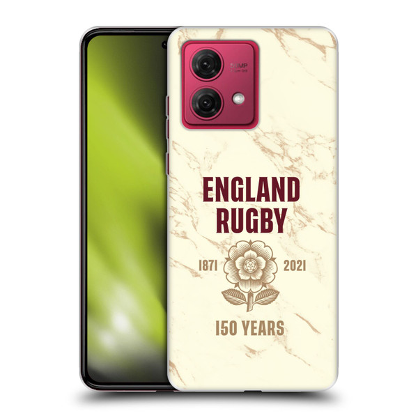 England Rugby Union 150th Anniversary Marble Soft Gel Case for Motorola Moto G84 5G