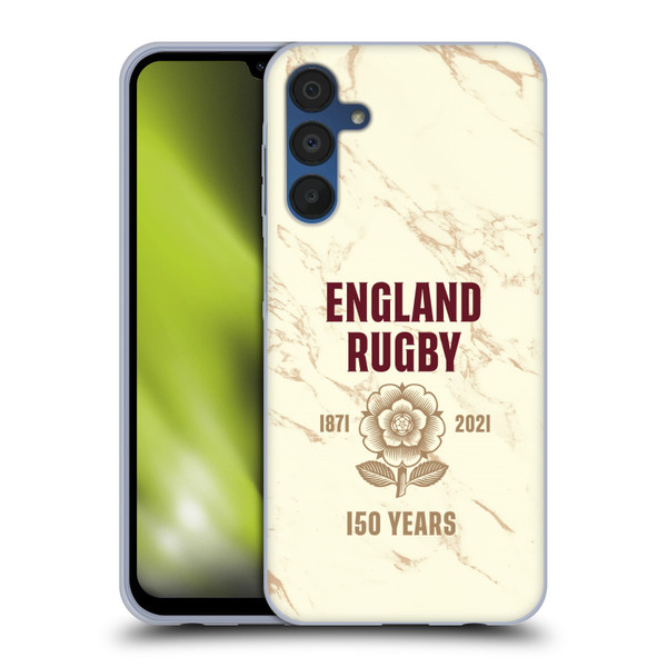 England Rugby Union 150th Anniversary Marble Soft Gel Case for Samsung Galaxy A15