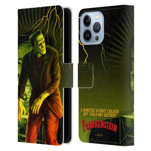 Universal Monsters Frankenstein Yellow Leather Book Wallet Case Cover For Apple iPhone 13 Pro Max