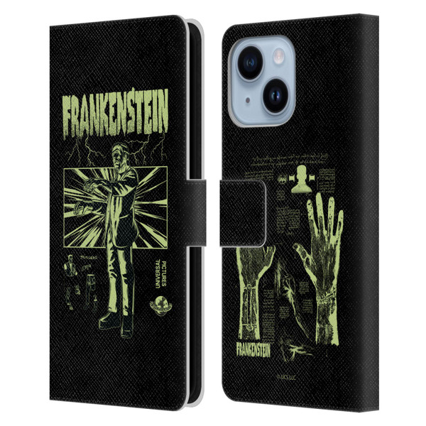 Universal Monsters Frankenstein Lightning Leather Book Wallet Case Cover For Apple iPhone 14 Plus