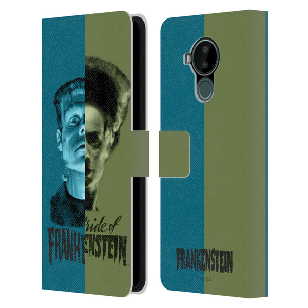 Universal Monsters Frankenstein Half Leather Book Wallet Case Cover For Nokia C30