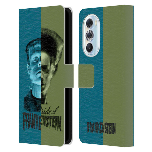 Universal Monsters Frankenstein Half Leather Book Wallet Case Cover For Motorola Edge X30