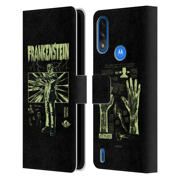 Universal Monsters Frankenstein Lightning Leather Book Wallet Case Cover For Motorola Moto E7 Power / Moto E7i Power