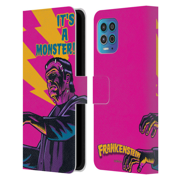 Universal Monsters Frankenstein It's A Monster Leather Book Wallet Case Cover For Motorola Moto G100