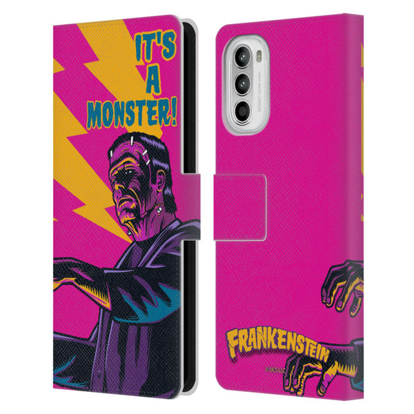 Universal Monsters Frankenstein It's A Monster Leather Book Wallet Case Cover For Motorola Moto G52