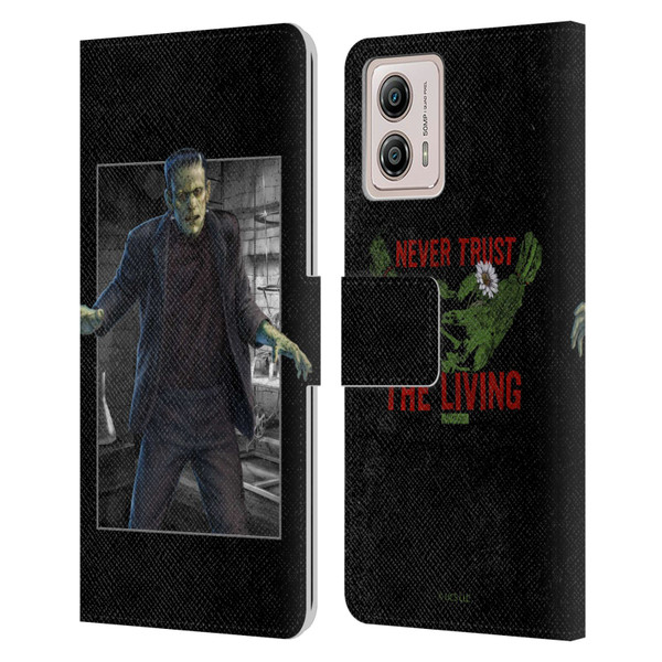 Universal Monsters Frankenstein Frame Leather Book Wallet Case Cover For Motorola Moto G53 5G