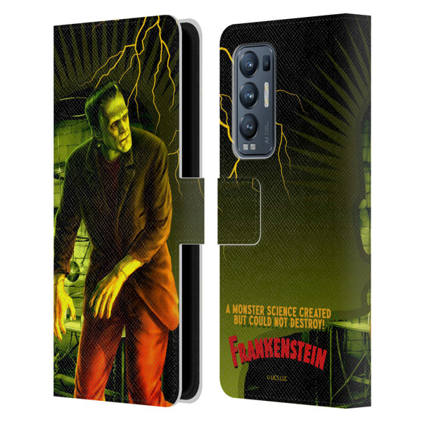 Universal Monsters Frankenstein Yellow Leather Book Wallet Case Cover For OPPO Find X3 Neo / Reno5 Pro+ 5G