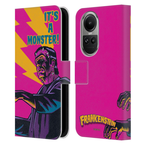 Universal Monsters Frankenstein It's A Monster Leather Book Wallet Case Cover For OPPO Reno10 5G / Reno10 Pro 5G