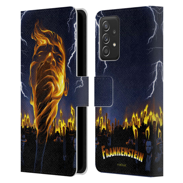 Universal Monsters Frankenstein Flame Leather Book Wallet Case Cover For Samsung Galaxy A53 5G (2022)