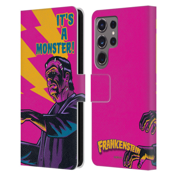 Universal Monsters Frankenstein It's A Monster Leather Book Wallet Case Cover For Samsung Galaxy S24 Ultra 5G