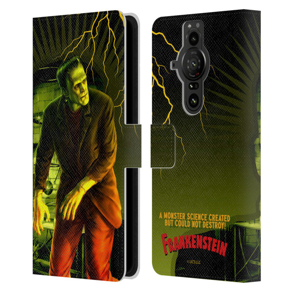 Universal Monsters Frankenstein Yellow Leather Book Wallet Case Cover For Sony Xperia Pro-I