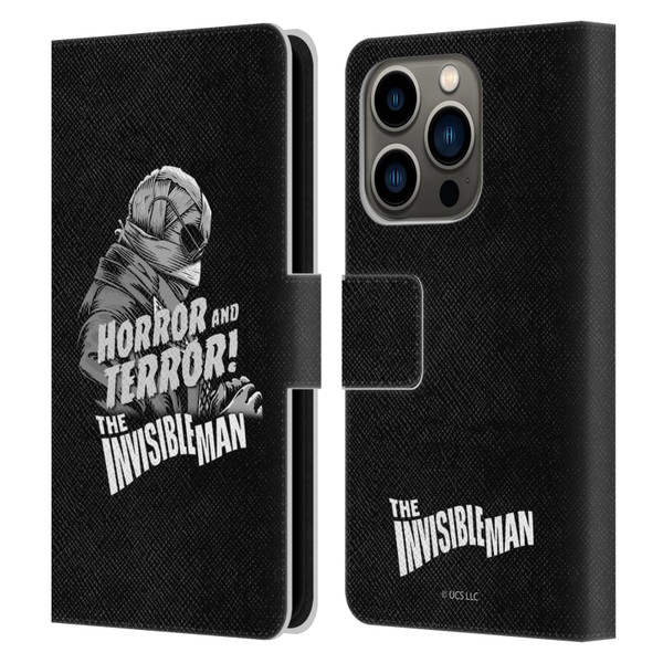 Universal Monsters The Invisible Man Horror And Terror Leather Book Wallet Case Cover For Apple iPhone 14 Pro