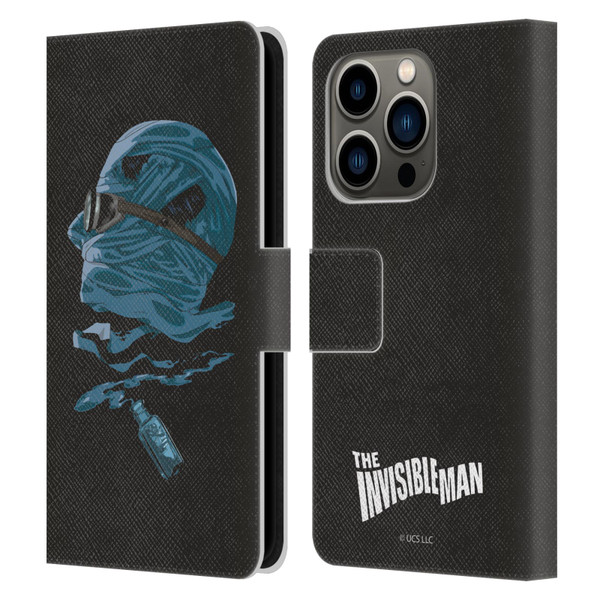 Universal Monsters The Invisible Man Blue Leather Book Wallet Case Cover For Apple iPhone 14 Pro