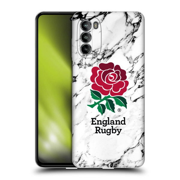 England Rugby Union Marble White Soft Gel Case for Motorola Moto G82 5G