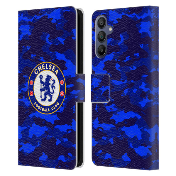 Chelsea Football Club Crest Camouflage Leather Book Wallet Case Cover For Samsung Galaxy A15