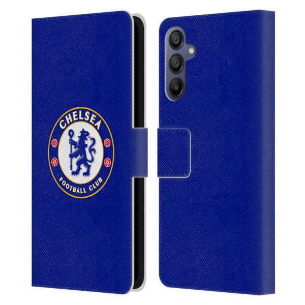 Chelsea Football Club Crest Plain Blue Leather Book Wallet Case Cover For Samsung Galaxy A15