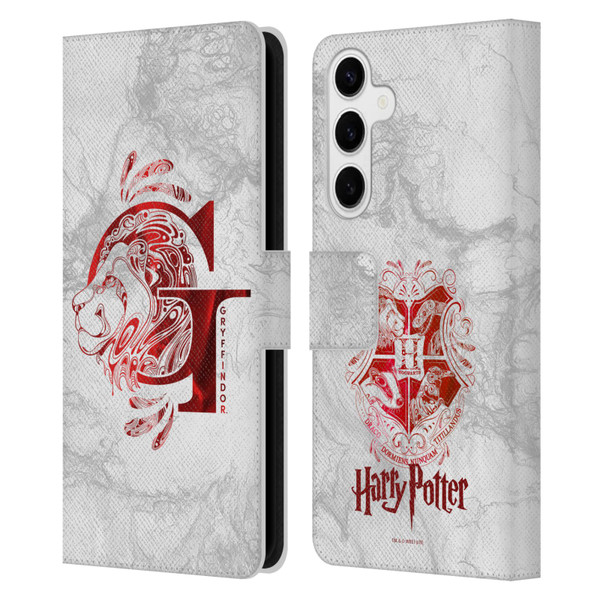 Harry Potter Deathly Hallows IX Gryffindor Aguamenti Leather Book Wallet Case Cover For Samsung Galaxy S24+ 5G