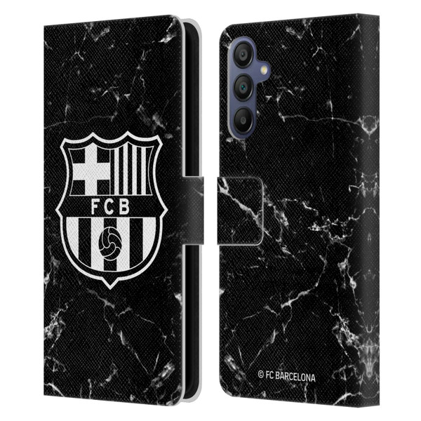 FC Barcelona Crest Patterns Black Marble Leather Book Wallet Case Cover For Samsung Galaxy A15