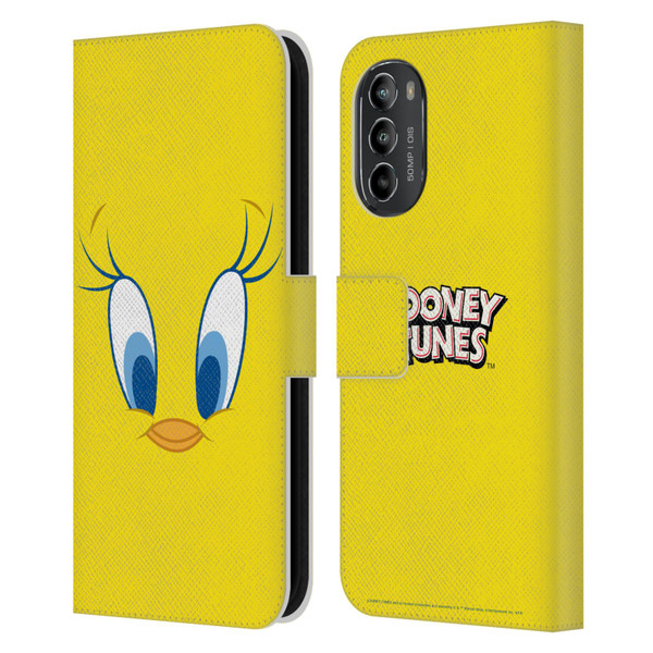 Looney Tunes Full Face Tweety Leather Book Wallet Case Cover For Motorola Moto G82 5G