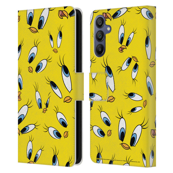 Looney Tunes Patterns Tweety Leather Book Wallet Case Cover For Samsung Galaxy A15