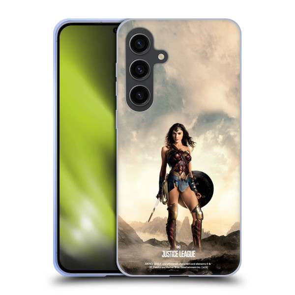 Justice League Movie Character Posters Wonder Woman Soft Gel Case for Samsung Galaxy S24+ 5G