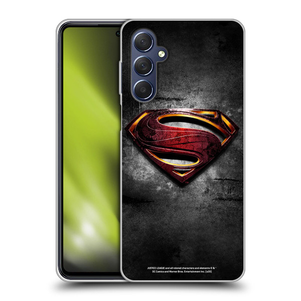 Justice League Movie Superman Logo Art Man Of Steel Soft Gel Case for Samsung Galaxy M54 5G