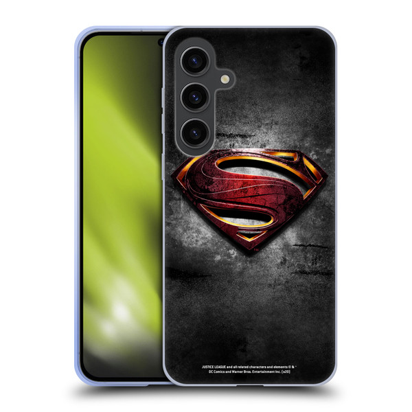 Justice League Movie Superman Logo Art Man Of Steel Soft Gel Case for Samsung Galaxy S24+ 5G