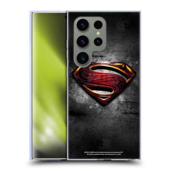 Justice League Movie Superman Logo Art Man Of Steel Soft Gel Case for Samsung Galaxy S24 Ultra 5G