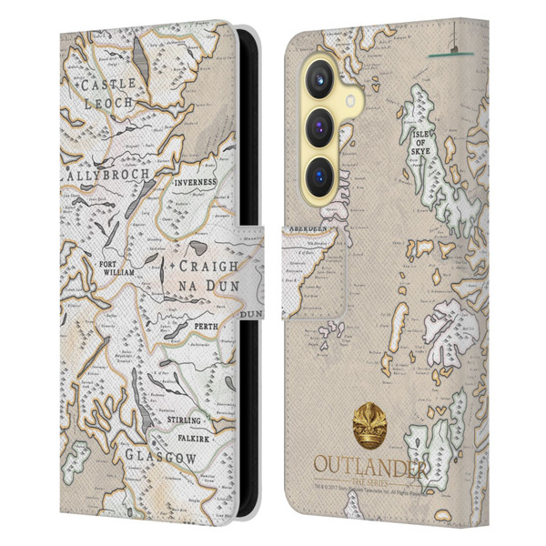 Outlander Seals And Icons Map Leather Book Wallet Case Cover For Samsung Galaxy S24 5G