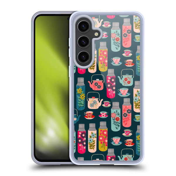 Andrea Lauren Design Food Pattern Jars & Teacups Soft Gel Case for Samsung Galaxy S24+ 5G