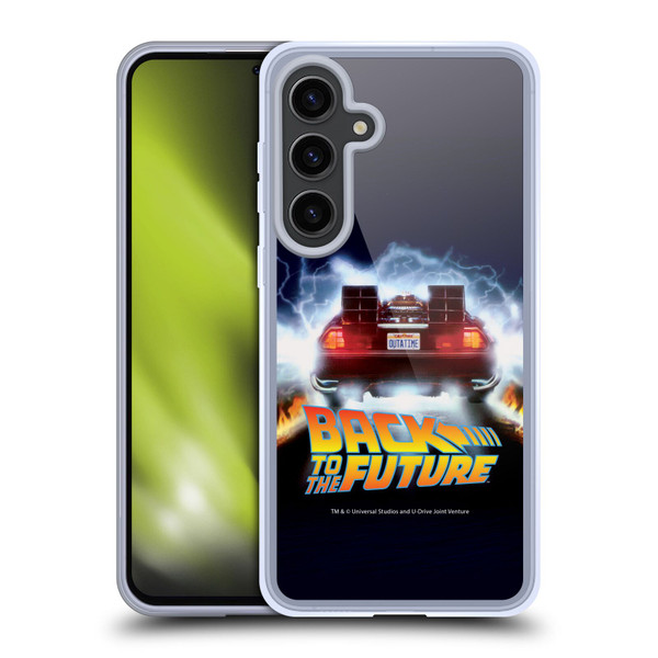 Back to the Future I Key Art Time Machine Car Soft Gel Case for Samsung Galaxy S24+ 5G