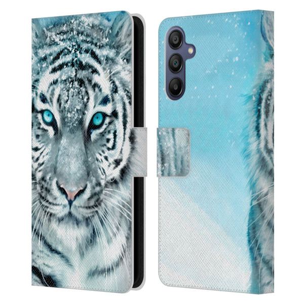 Aimee Stewart Animals White Tiger Leather Book Wallet Case Cover For Samsung Galaxy A15