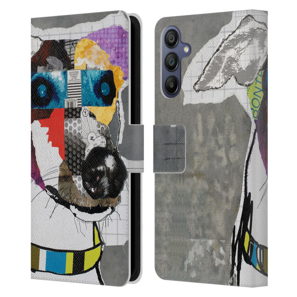 Michel Keck Dogs 3 Greyhound Leather Book Wallet Case Cover For Samsung Galaxy A15