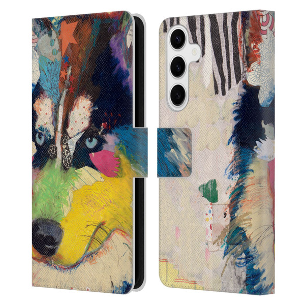 Michel Keck Dogs Husky Leather Book Wallet Case Cover For Samsung Galaxy S24+ 5G