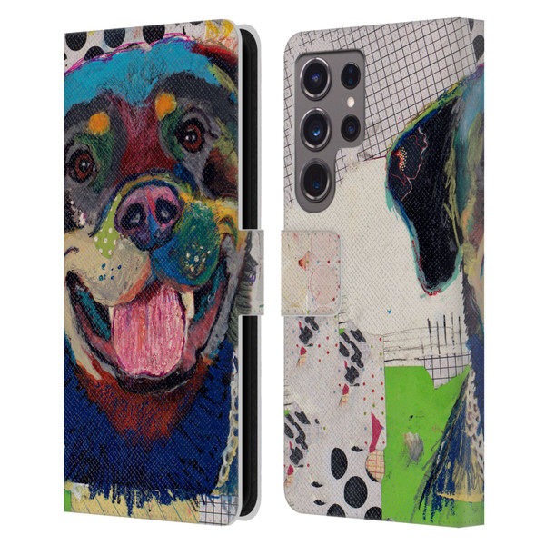 Michel Keck Dogs Rottweiler Leather Book Wallet Case Cover For Samsung Galaxy S24 Ultra 5G