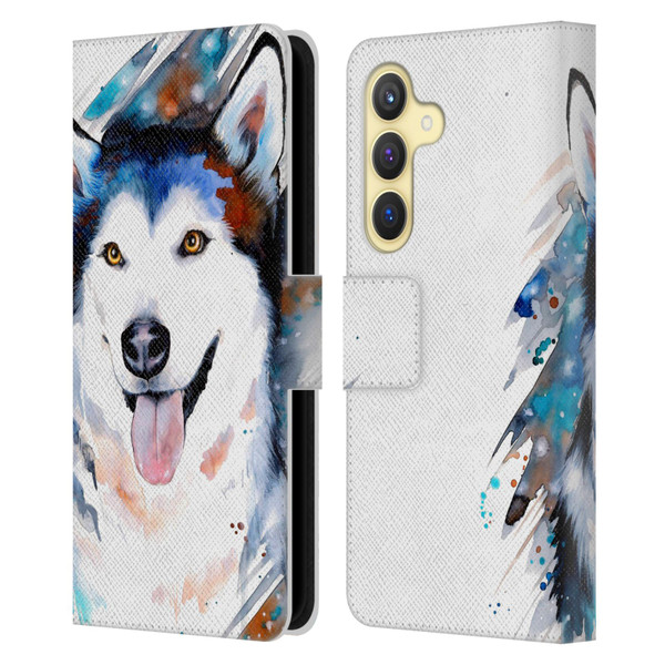 Pixie Cold Animals Husky Leather Book Wallet Case Cover For Samsung Galaxy S24 5G